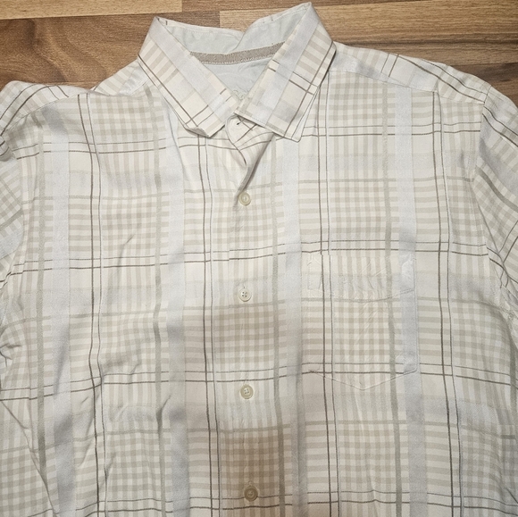 Tommy Bahama 100% Silk Plaid Button-Down Long Sleeves Large - Picture 3 of 9